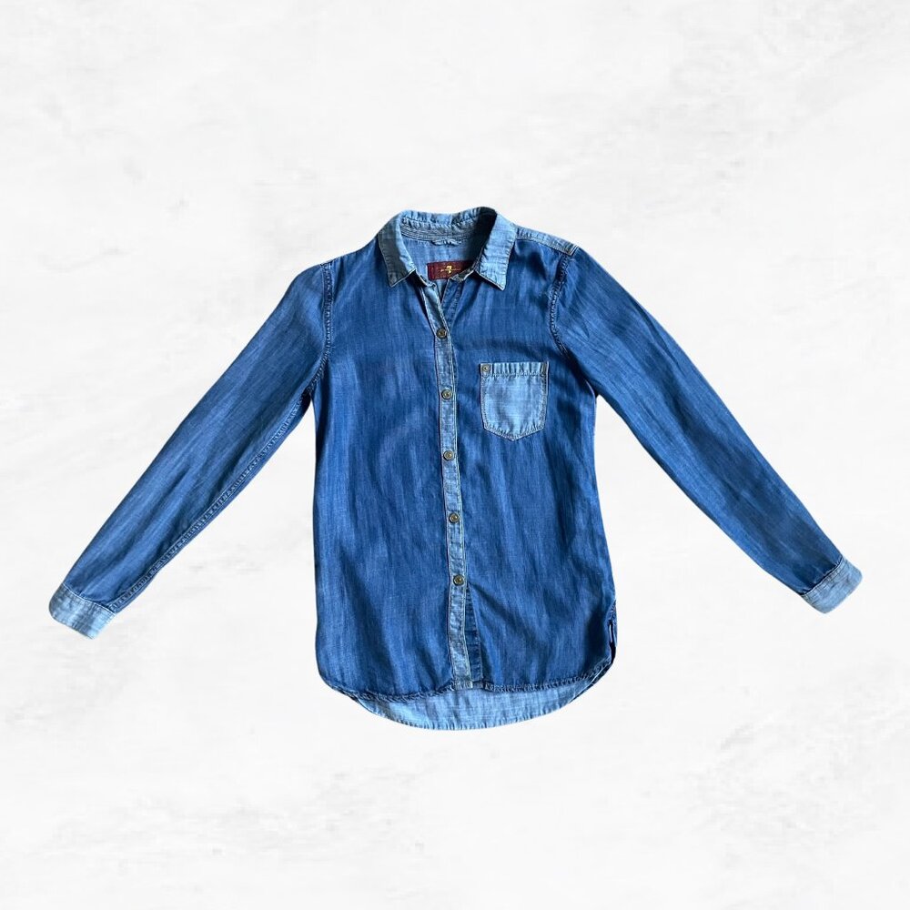 7 For All Mankind Two Tone Denim Button Down